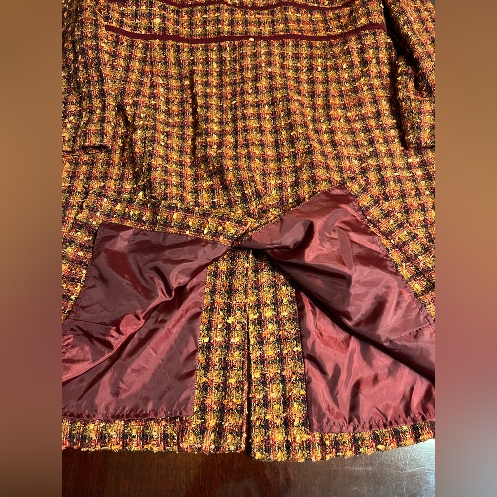 Sag Harbor Dress coat basket weave orange yellow red and brown size 16 - Picture 10 of 13